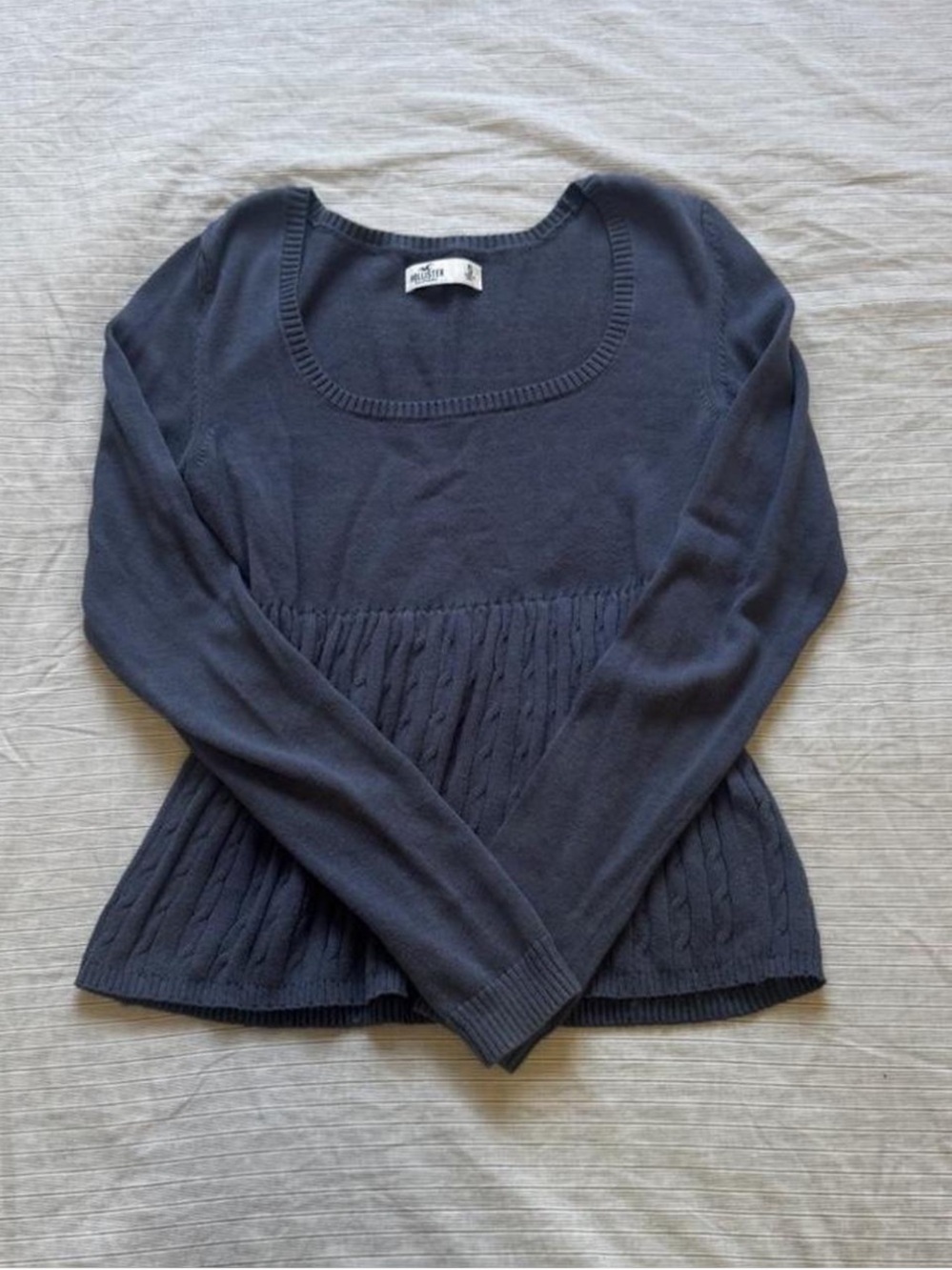 Hollister Long Sleeve Blue Babydoll Knit